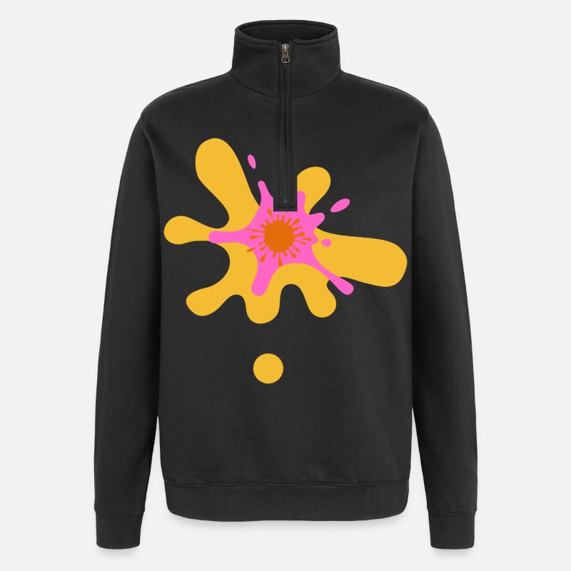Kunstvolles Farbexplosion Design - Quarter-Zip-Sweatshirt - Schwarz