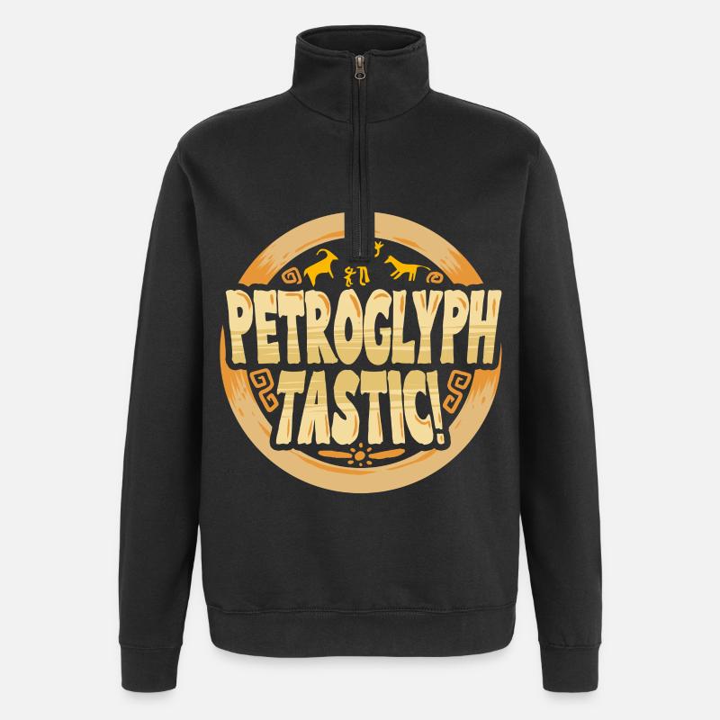 Petroglyphe Tastic Petroglyphen Piktogramme - Quarter-Zip-Sweatshirt - Schwarz