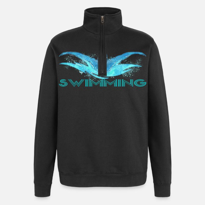 Dynamic float with water waves - Quarter-Zip Sweatshirt - black