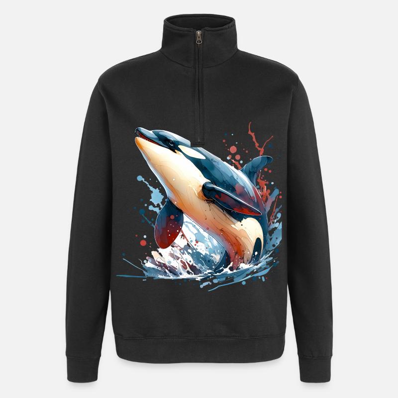 Orca Schwertwal - Quarter-Zip-Sweatshirt - Schwarz