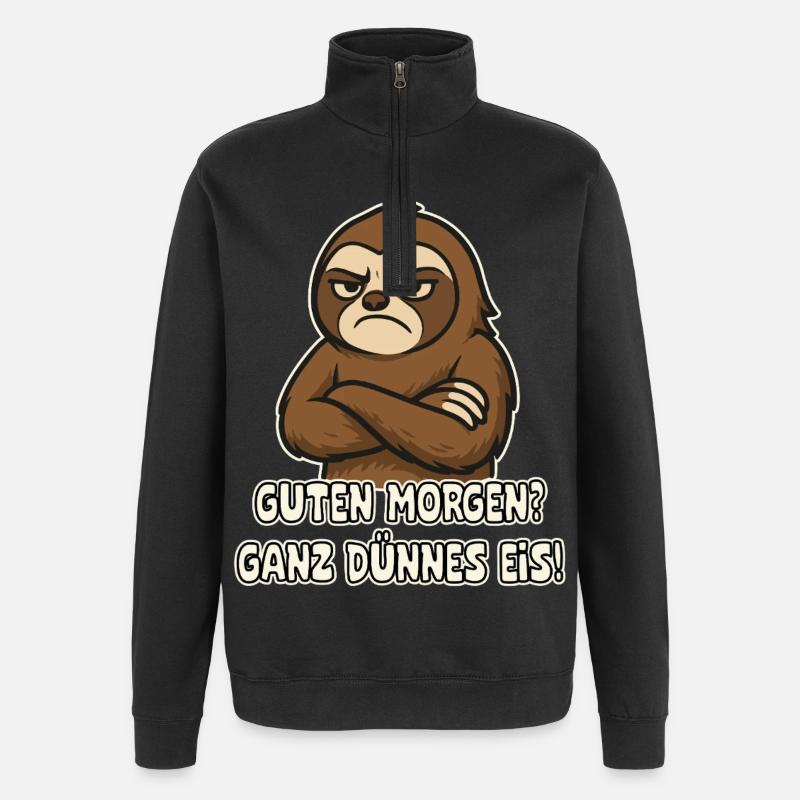 Grumpy sloth with saying - Quarter-Zip Sweatshirt - black