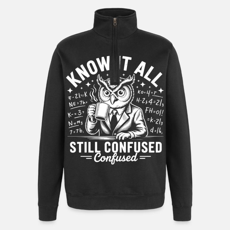 Alleswissende Eule immer noch verwirrt - Quarter-Zip-Sweatshirt - Schwarz