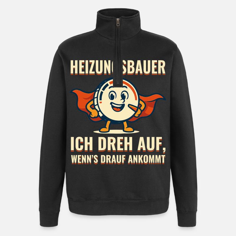 Motif de super-héros chauffagiste - Sweat à zip 1/4 - noir