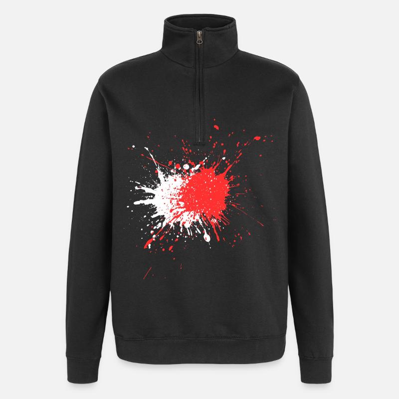 Impression abstraite d’éclaboussures de sang - Sweat à zip 1/4 - noir