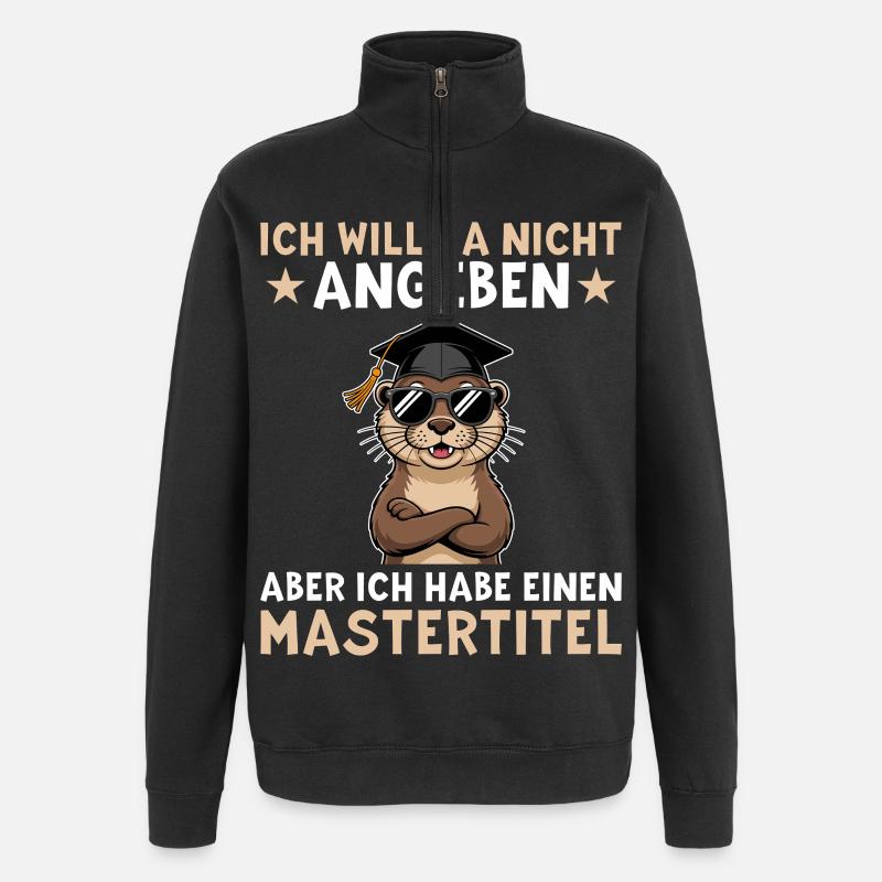 Master's Degree - Otter with Master's Degree - Quarter-Zip Sweatshirt - black