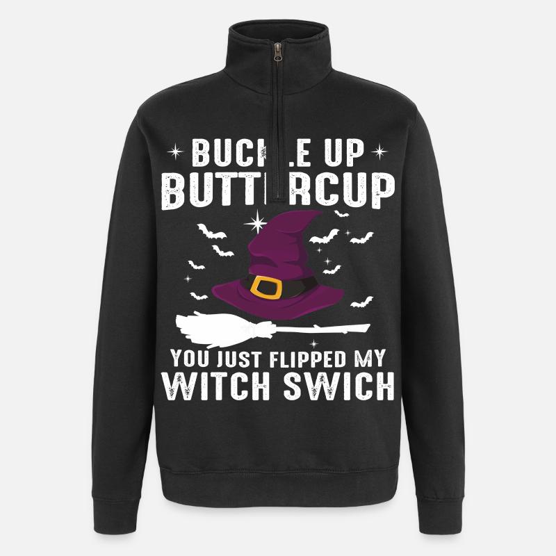 Hexenschalter Halloween - Quarter-Zip-Sweatshirt - Schwarz