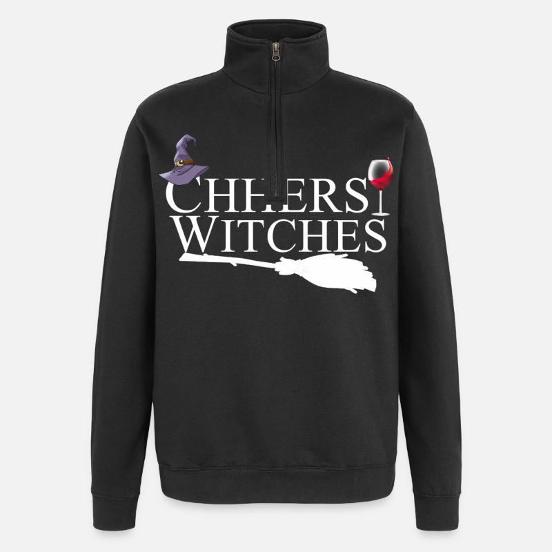 Cheers Sorcières, Vin, Halloween - Sweat à zip 1/4 - noir