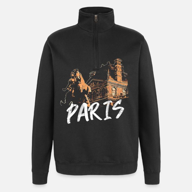 Paris architecture and statue - Quarter-Zip Sweatshirt - black