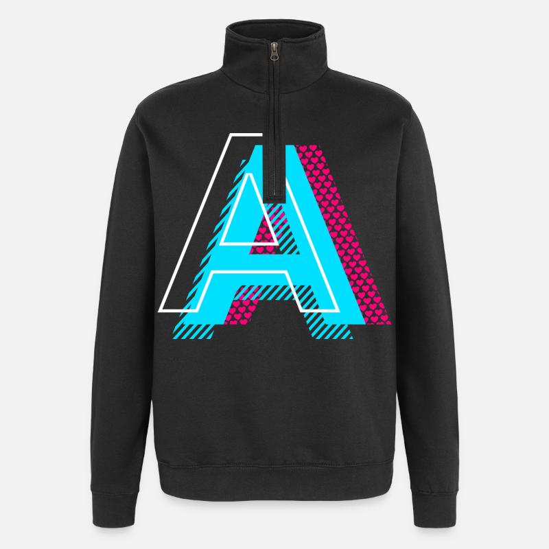 Lettre initiale A - Sweat à zip 1/4 - noir