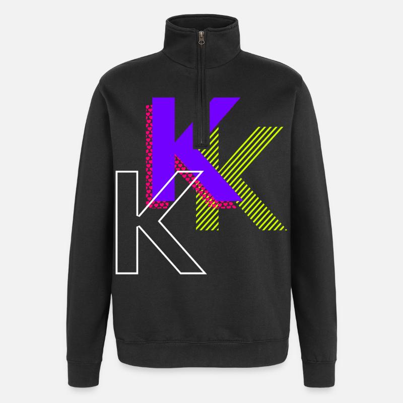 k - Conception de graffitis - Sweat à zip 1/4 - noir