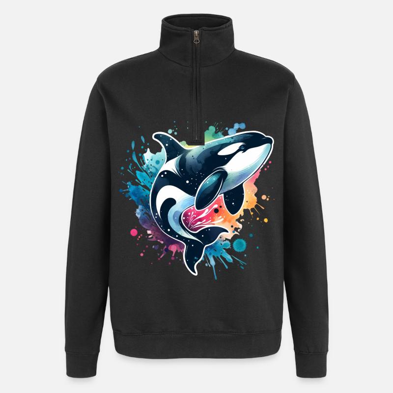 Orca Schwertwal - Quarter-Zip-Sweatshirt - Schwarz