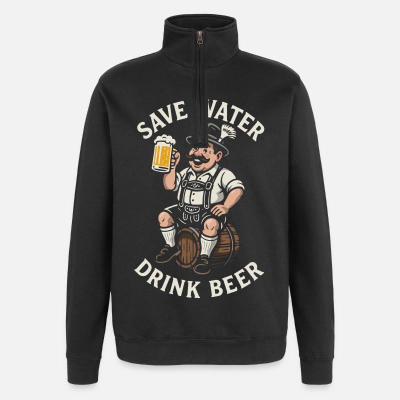 Save water drink beer - Biertrinker - Spruch - Quarter-Zip-Sweatshirt - Schwarz