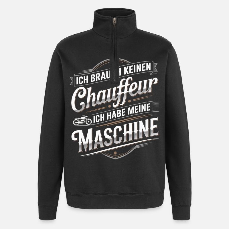 Machine instead of chauffeur - Quarter-Zip Sweatshirt - black