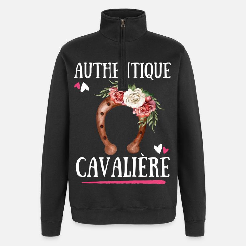 Authentischer Cavaliere - Quarter-Zip-Sweatshirt - Schwarz