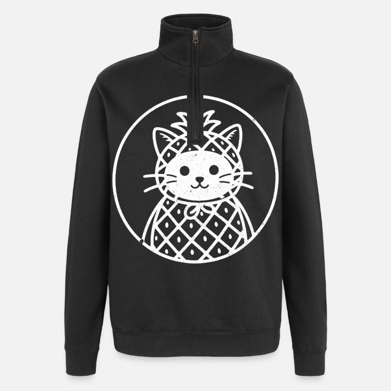 Cat Pineapple Style Illustration - Quarter-Zip Sweatshirt - black