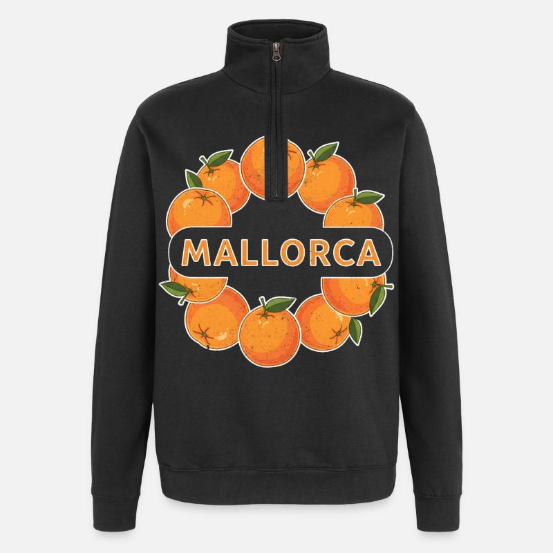 Mallorca Orange Circle - Quarter-Zip Sweatshirt - black