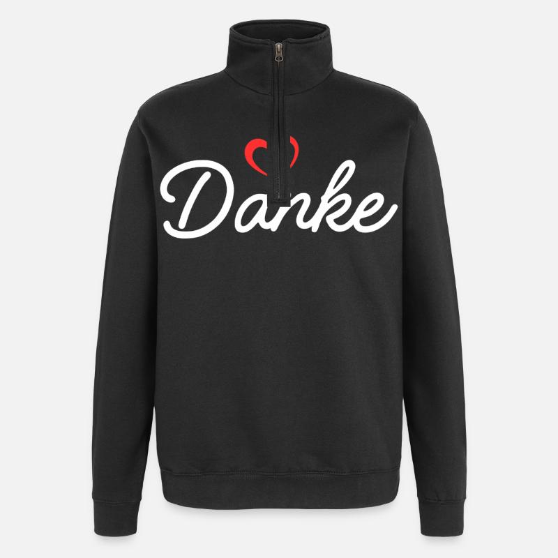 Danke Herz Script - Quarter-Zip-Sweatshirt - Schwarz
