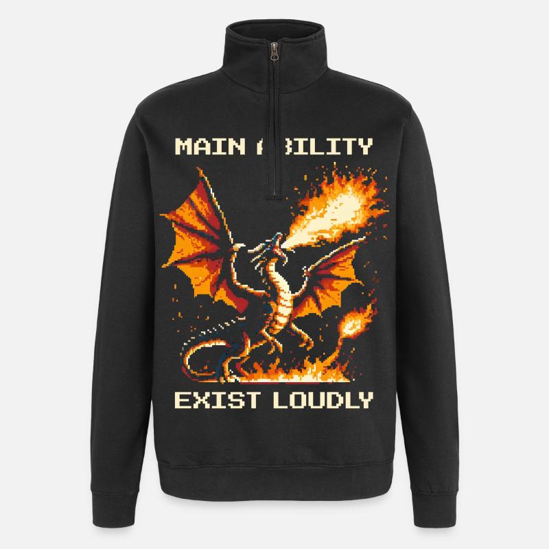 Hauptfähigkeit: laut existieren | Drache - Quarter-Zip-Sweatshirt - Schwarz
