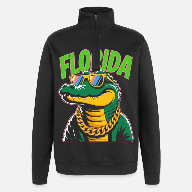 Alligator de Floride - Sweat à zip 1/4 - noir