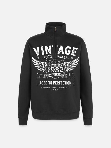 43 Years Anniversary | Birthday November 1982 - Quarter-Zip Sweatshirt - black