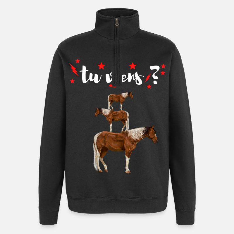 Tu Viens ? Pyramide de Chevaux  - Sweat à zip 1/4 - noir