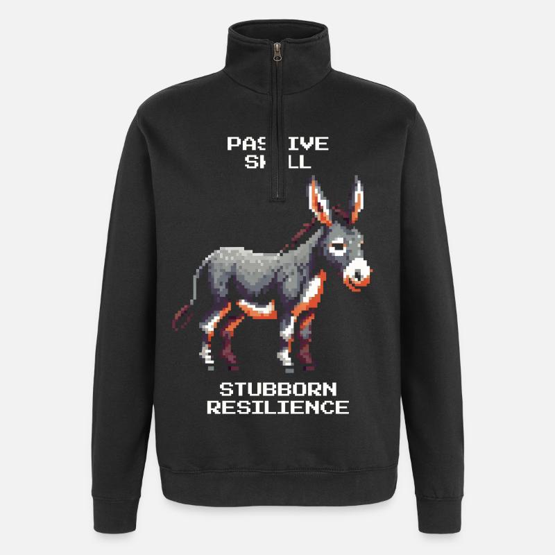 Âne : Endurance obstinée | Humour RPG - Sweat à zip 1/4 - noir