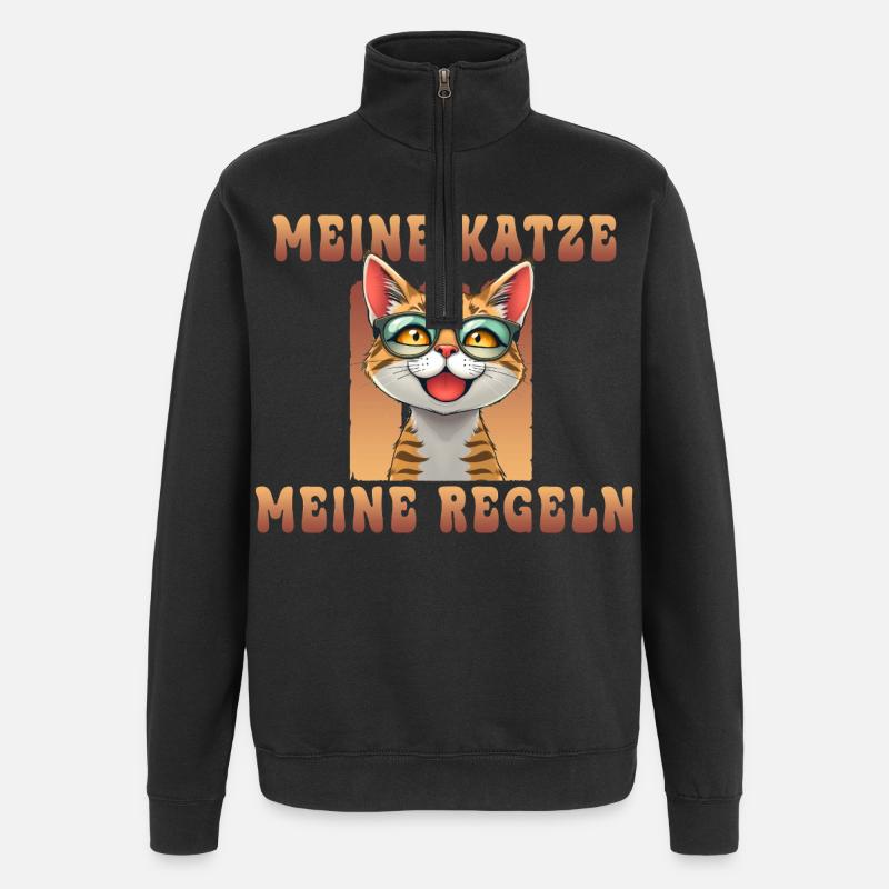 Mon chat Mes règles - Sweat à zip 1/4 - noir