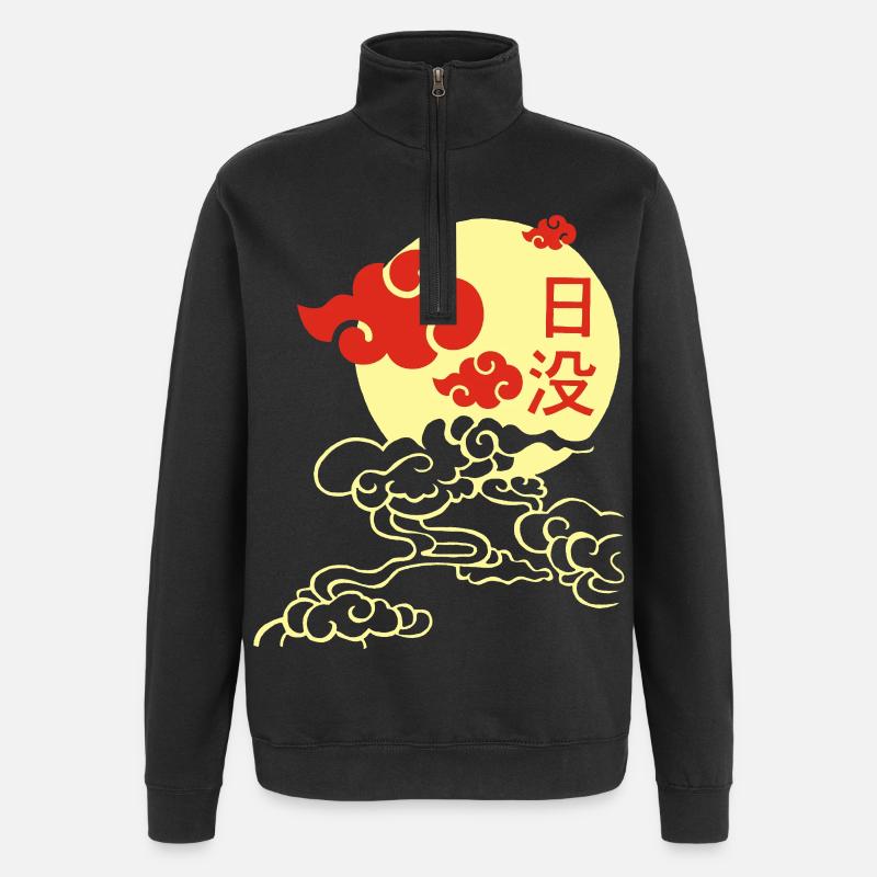 Coucher de soleil japonais - Sweat à zip 1/4 - noir