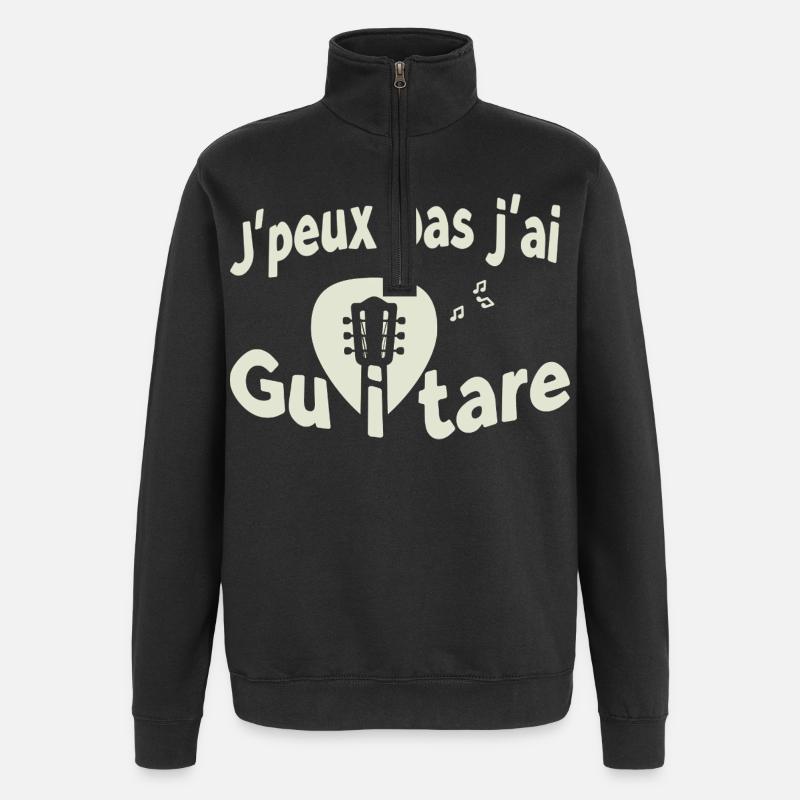 I can't I have guitar - Quarter-Zip Sweatshirt - black