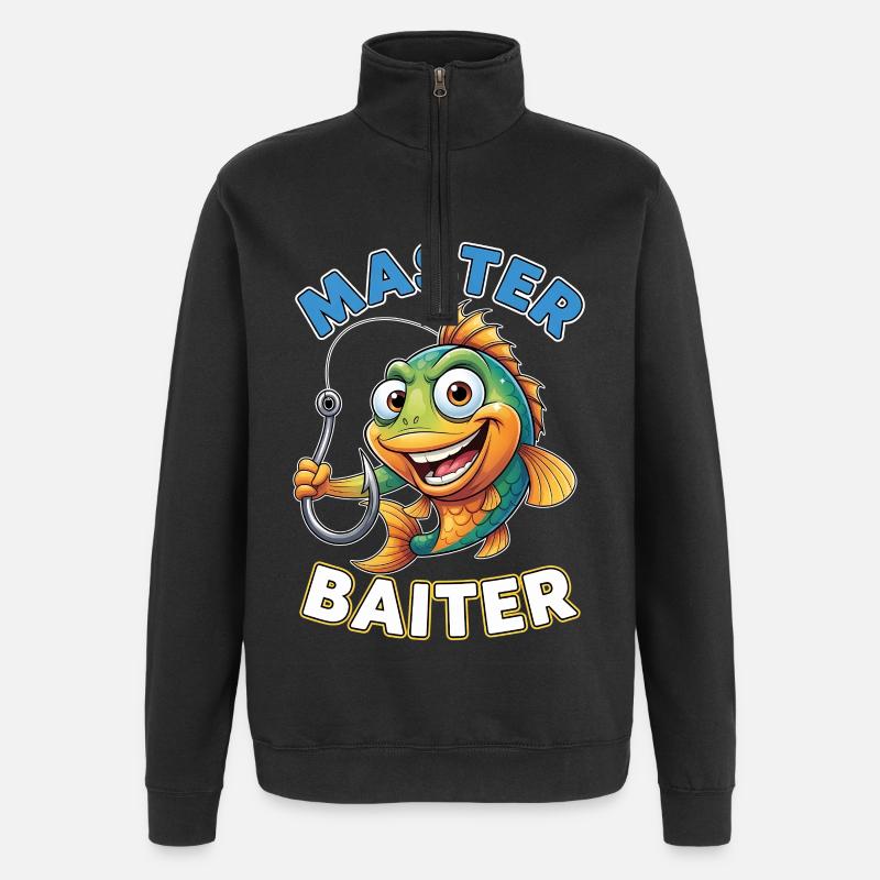 Master Baiter – Lustiger Angler Spruch - Quarter-Zip-Sweatshirt - Schwarz