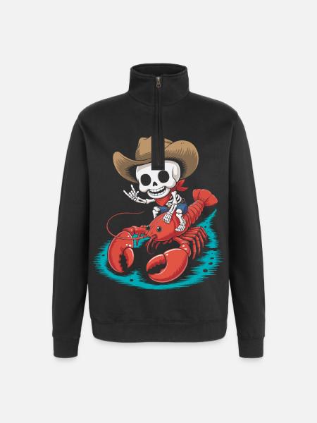 Skelett Cowboy reitet Lobster - Quarter-Zip-Sweatshirt - Schwarz