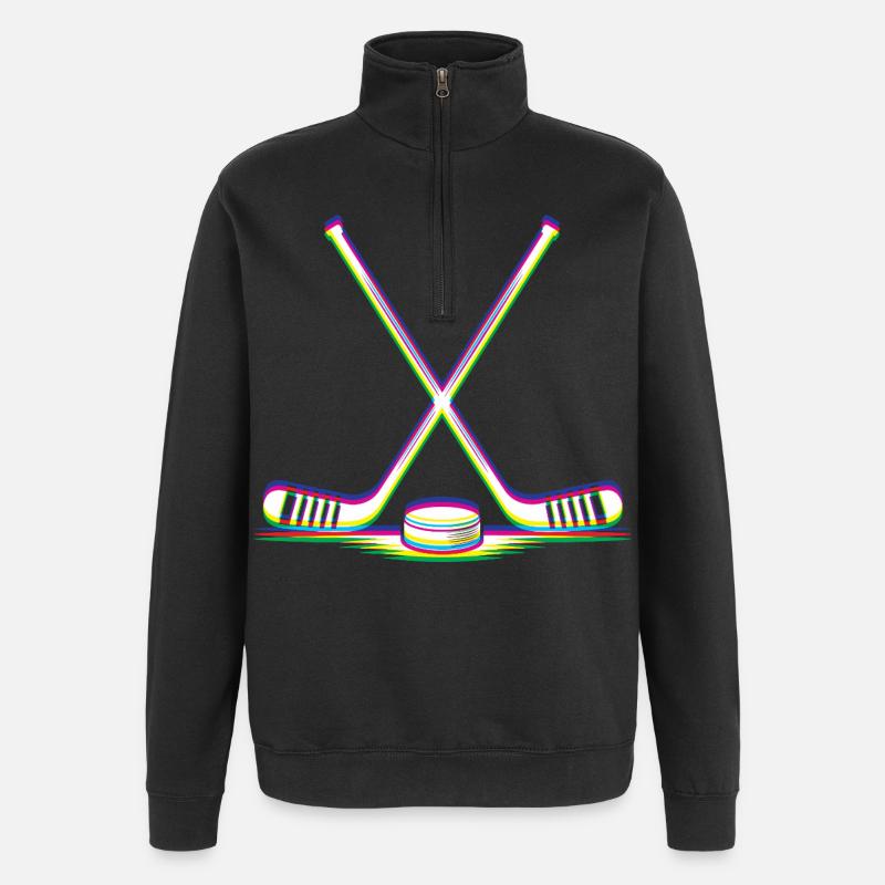 EDM Techno Hockeyschläger Rave Hockey - Quarter-Zip-Sweatshirt - Schwarz