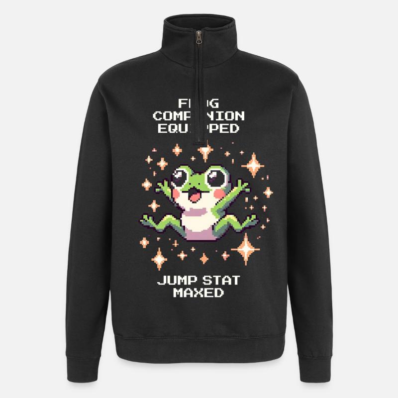 Frosch-Kumpel ausgerüstet – Sprung max | Kröte - Quarter-Zip-Sweatshirt - Schwarz