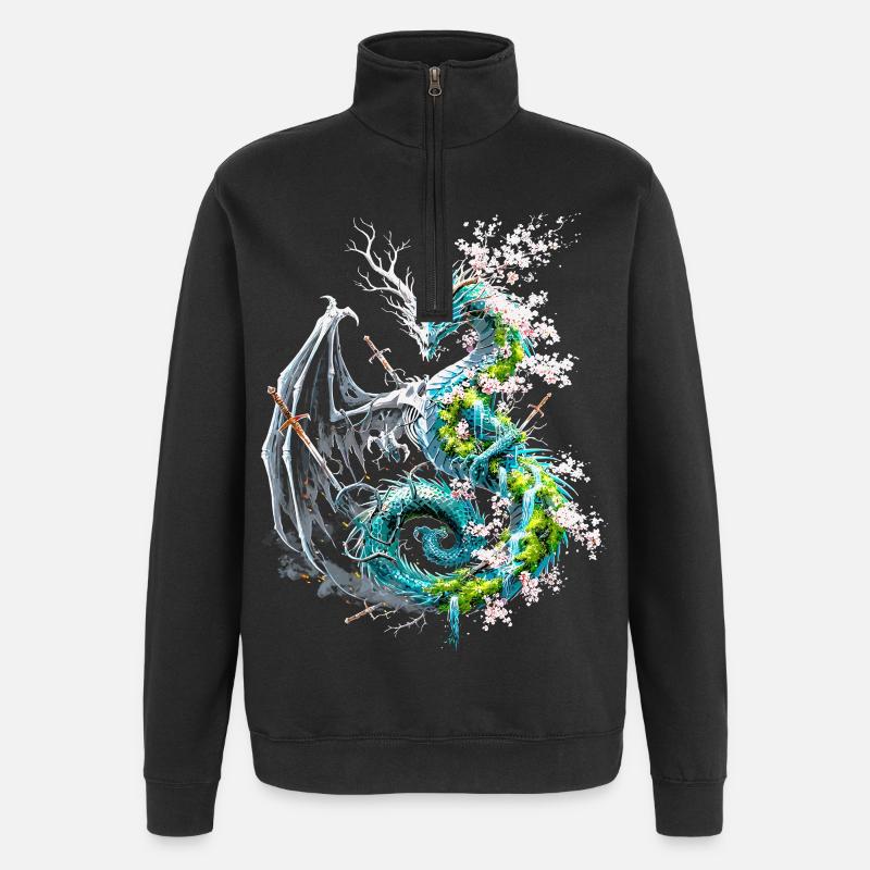 Drache des Lebens und Todes - Quarter-Zip-Sweatshirt - Schwarz