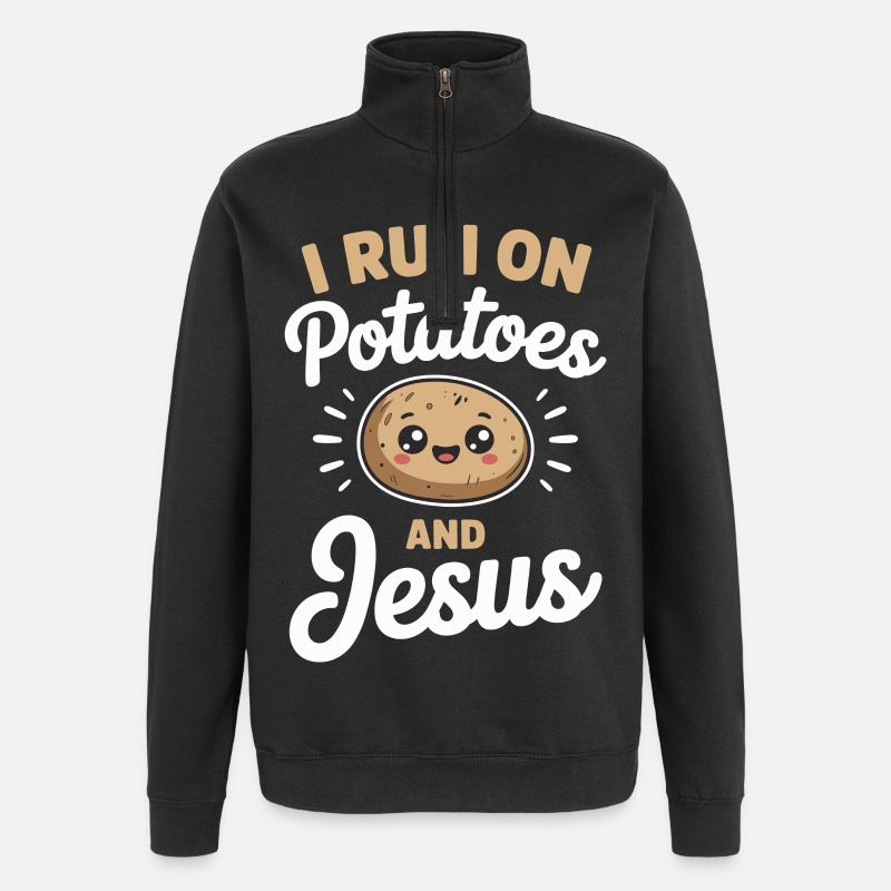 I Run On Potatoes And Jesus - Quarter-Zip Sweatshirt - black