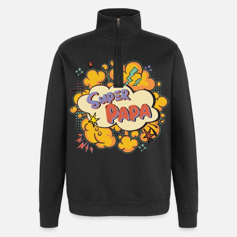 Super papa Comic Explosion - Sweat à zip 1/4 - noir