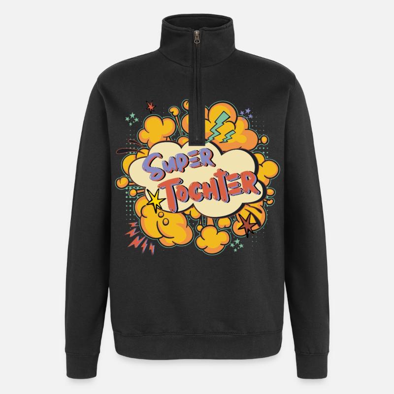 Super Tochter Comic Spruch - Quarter-Zip-Sweatshirt - Schwarz