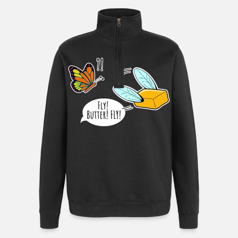 Montres papillon Flying Butter, Papillon - Sweat à zip 1/4 - noir