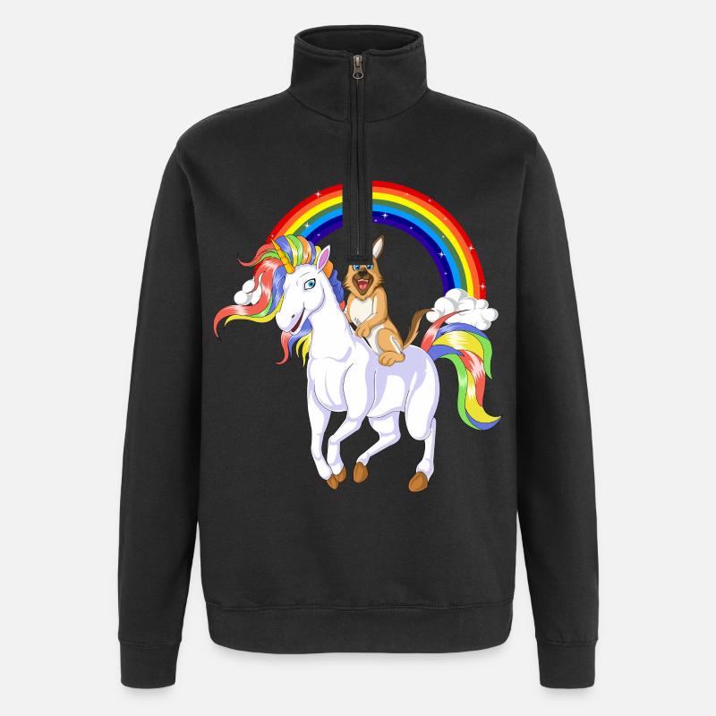 Deutscher Schäferhund Einhorn - Quarter-Zip-Sweatshirt - Schwarz