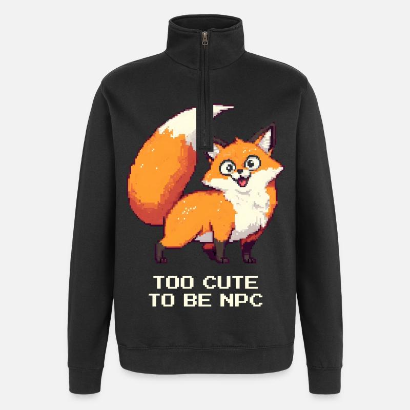 Derpy Fuchs mit Main-Character-Energy - Quarter-Zip-Sweatshirt - Schwarz