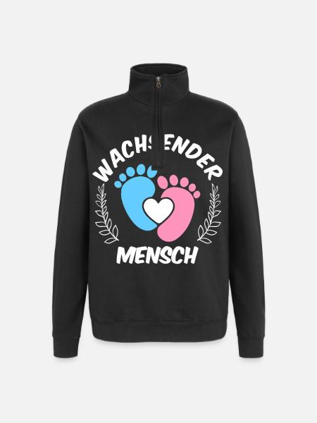Werdende Mutter WACHSENDER MENSCH Lustig - Quarter-Zip-Sweatshirt - Schwarz