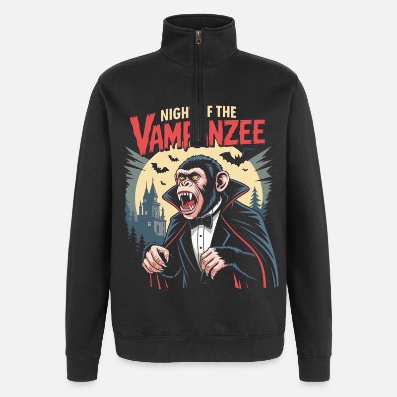 Vampanzee Night Look Chimpanzee Vampire - Quarter-Zip Sweatshirt - black