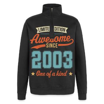 Awesome Since 2003 - Quarter-Zip Sweatshirt - black - Front - AI Model Female 172 light (172cm) & AI Model Male 178 dark (178cm)