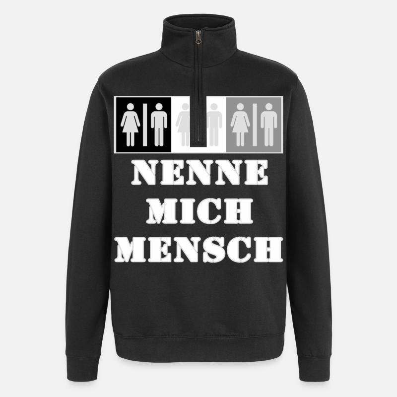 Call Me Human Boundary Sign - Quarter-Zip Sweatshirt - black