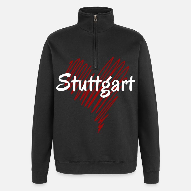J’adore Stuttgart, Stuttgart, Allemagne - Sweat à zip 1/4 - noir