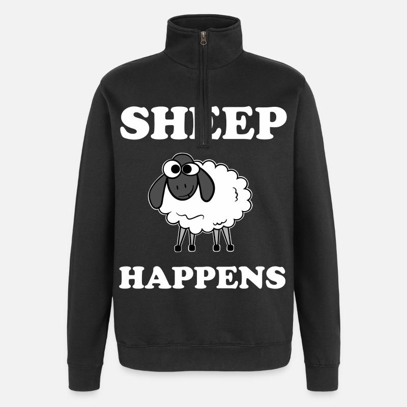 Sheep Happens - Sweat à zip 1/4 - noir