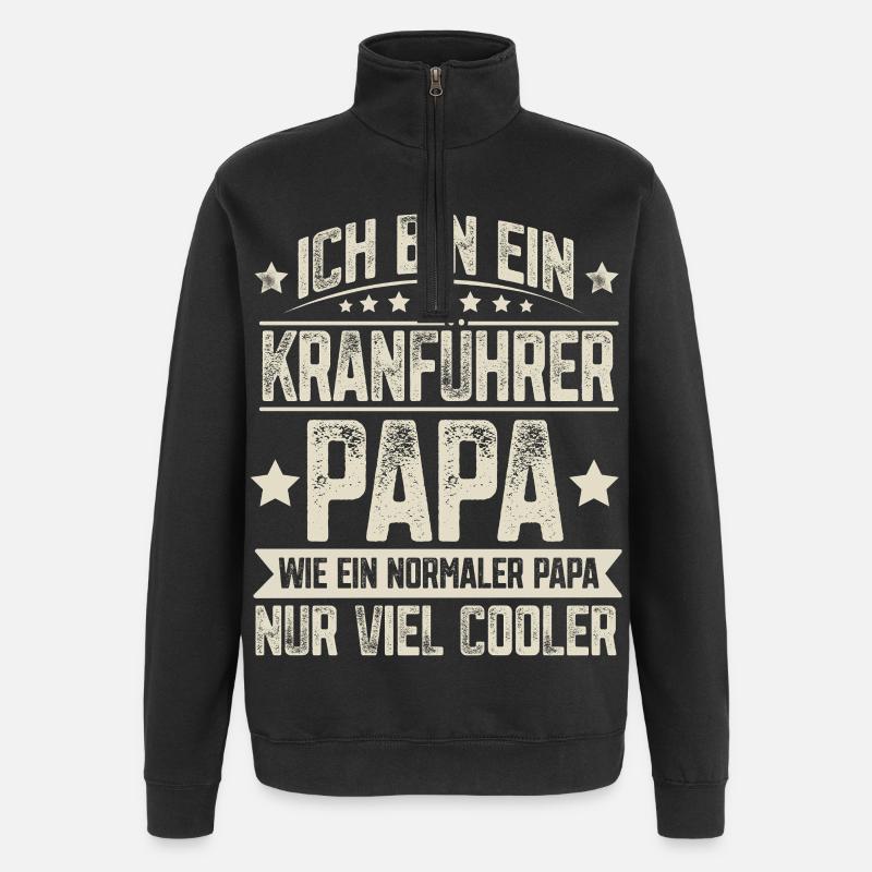 Kranführer Papa - Quarter-Zip-Sweatshirt - Schwarz