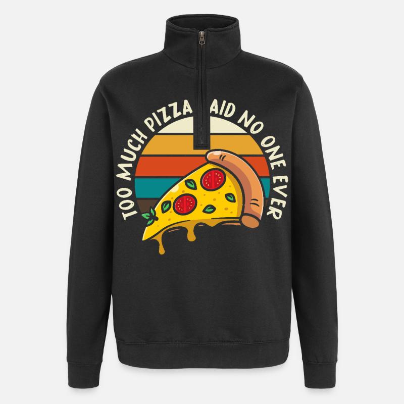 Pizza Meme Retro Sunset - Quarter-Zip Sweatshirt - black
