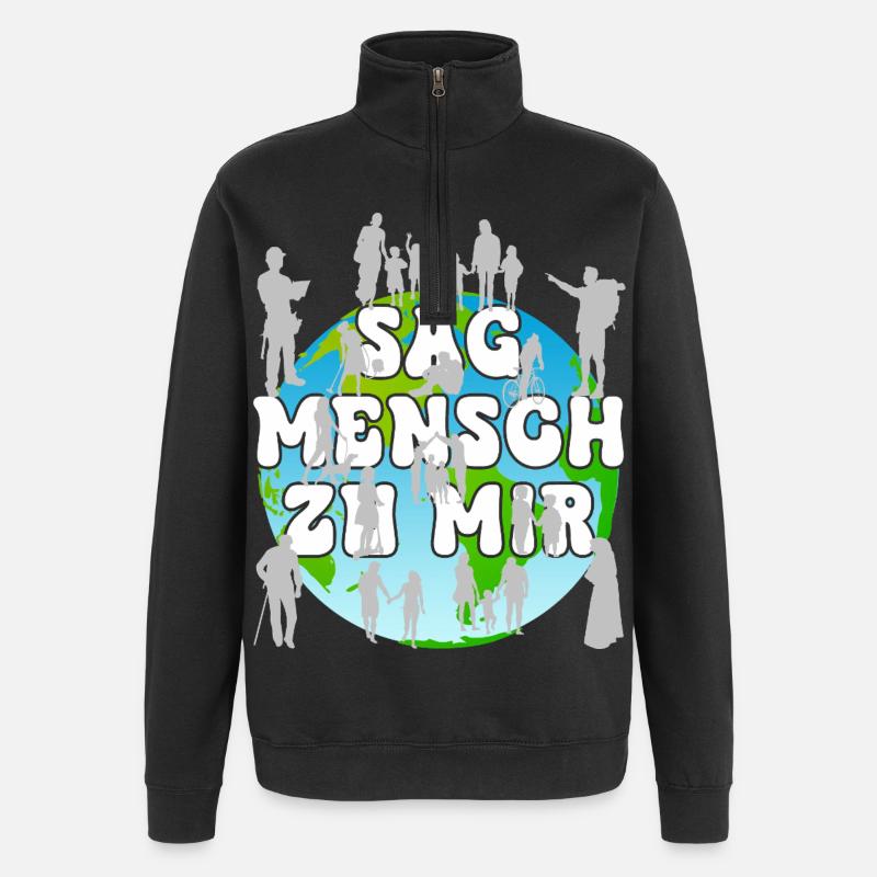Global humanity unites community, diversity - Quarter-Zip Sweatshirt - black