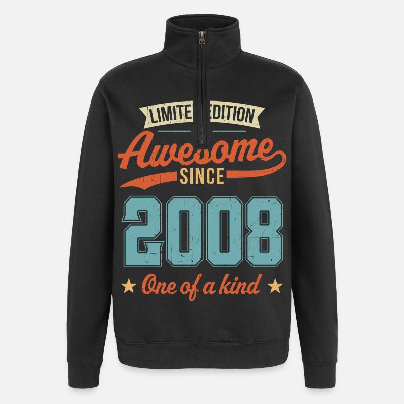 Genial seit 2008 - Quarter-Zip-Sweatshirt - Schwarz